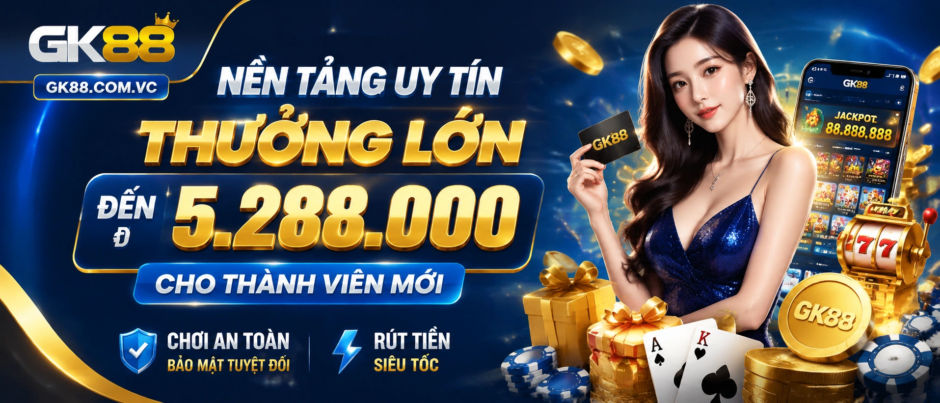 Giao diện game nổi bật GK88 với bố cục rõ và nút truy cập nhanh