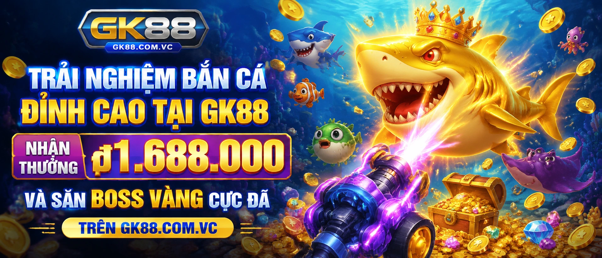 Bắn Cá GK88 giao diện đại dương và sảnh game trên mobile