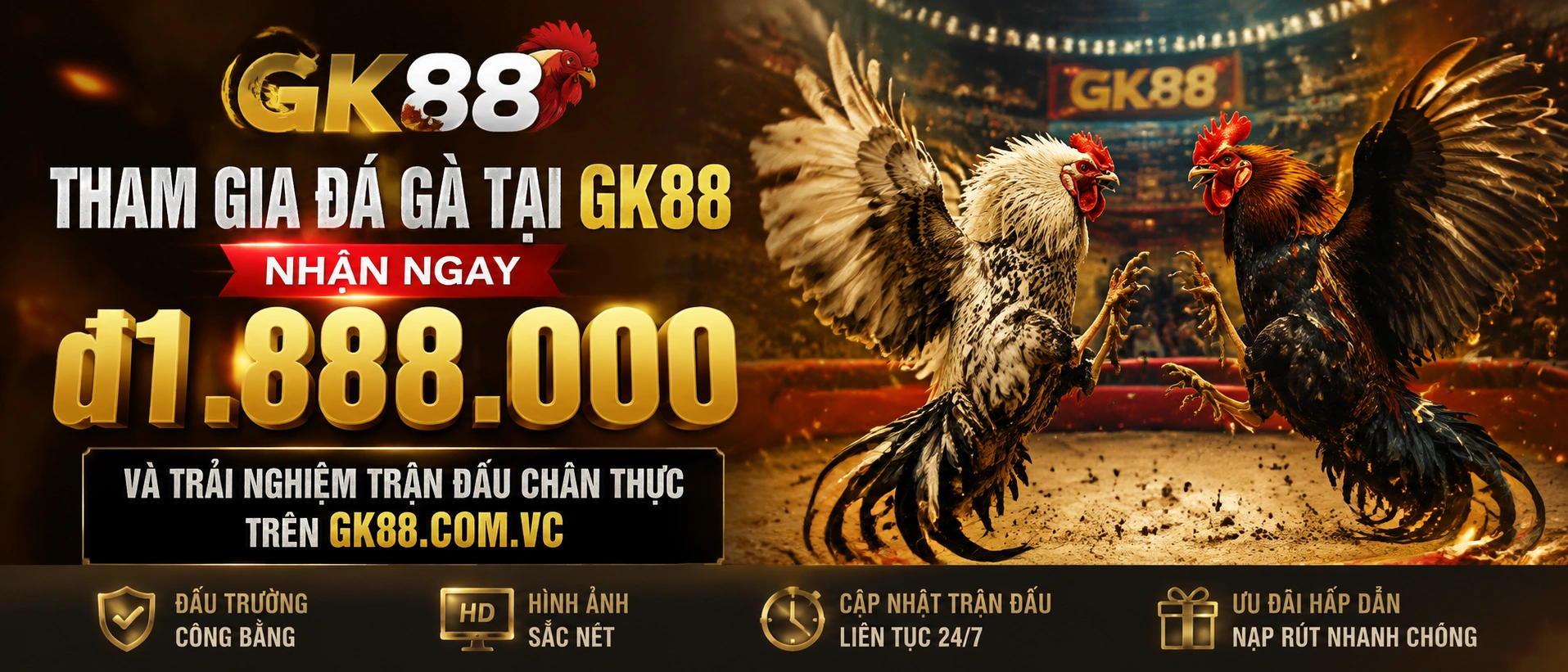 Giao diện Đá Gà trên thiết bị di động tại gk88.com.vc